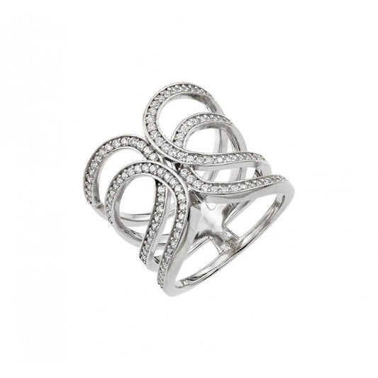 925 Silver Rhodium Plated Double Interlace Ring