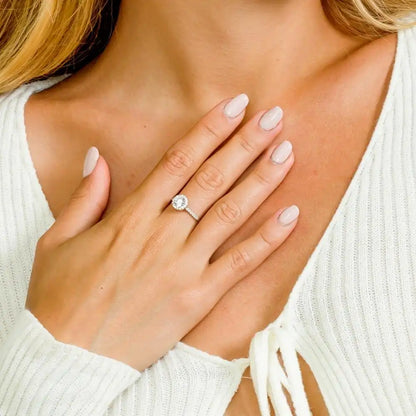 925 Sterling Silver Rhodium Plated Round CZ Ring