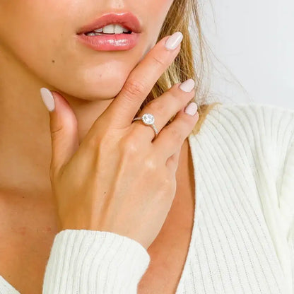 925 Sterling Silver Rhodium Plated Round CZ Ring
