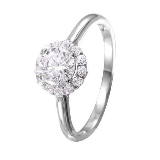 925 Silver Rhodium Plated Round CZ Cluster Ring