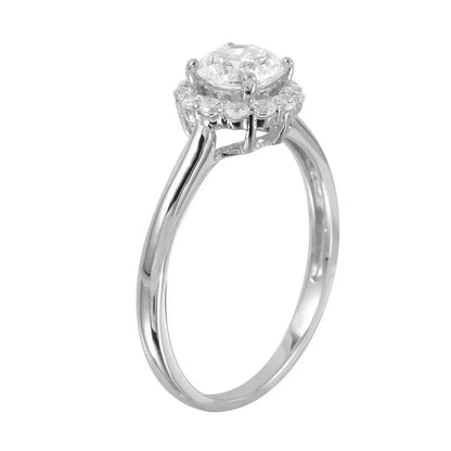 925 Silver Rhodium Plated Round CZ Cluster Ring