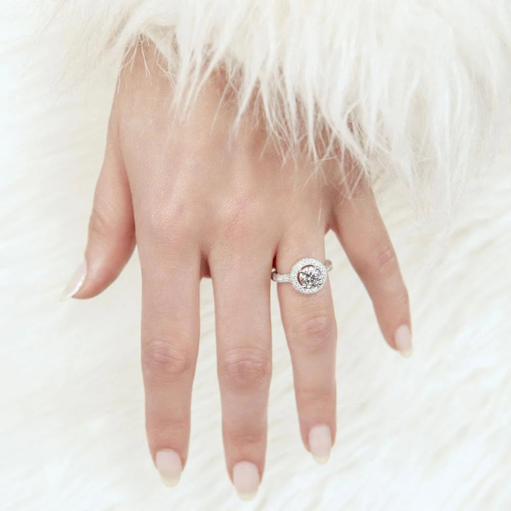 925 Sterling Silver Rhodium Plated Round CZ Bridal Ring