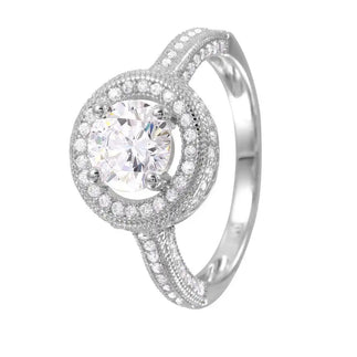 925 Sterling Silver Rhodium Plated Round CZ Bridal Ring