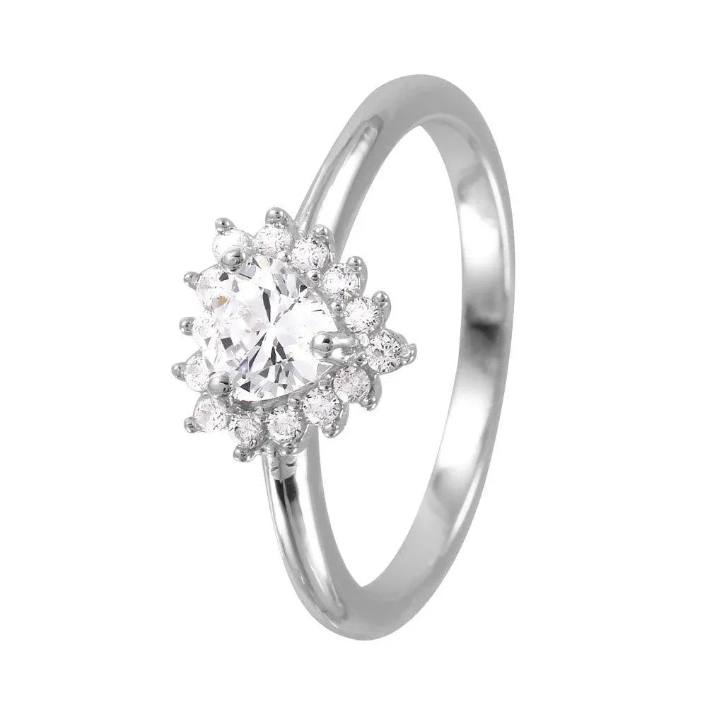 925  Sterling Silver Rhodium Plated Heart CZ Bridal Ring