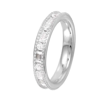 925 Sterling Silver Rhodium Plated Chanel Set CZ Ring