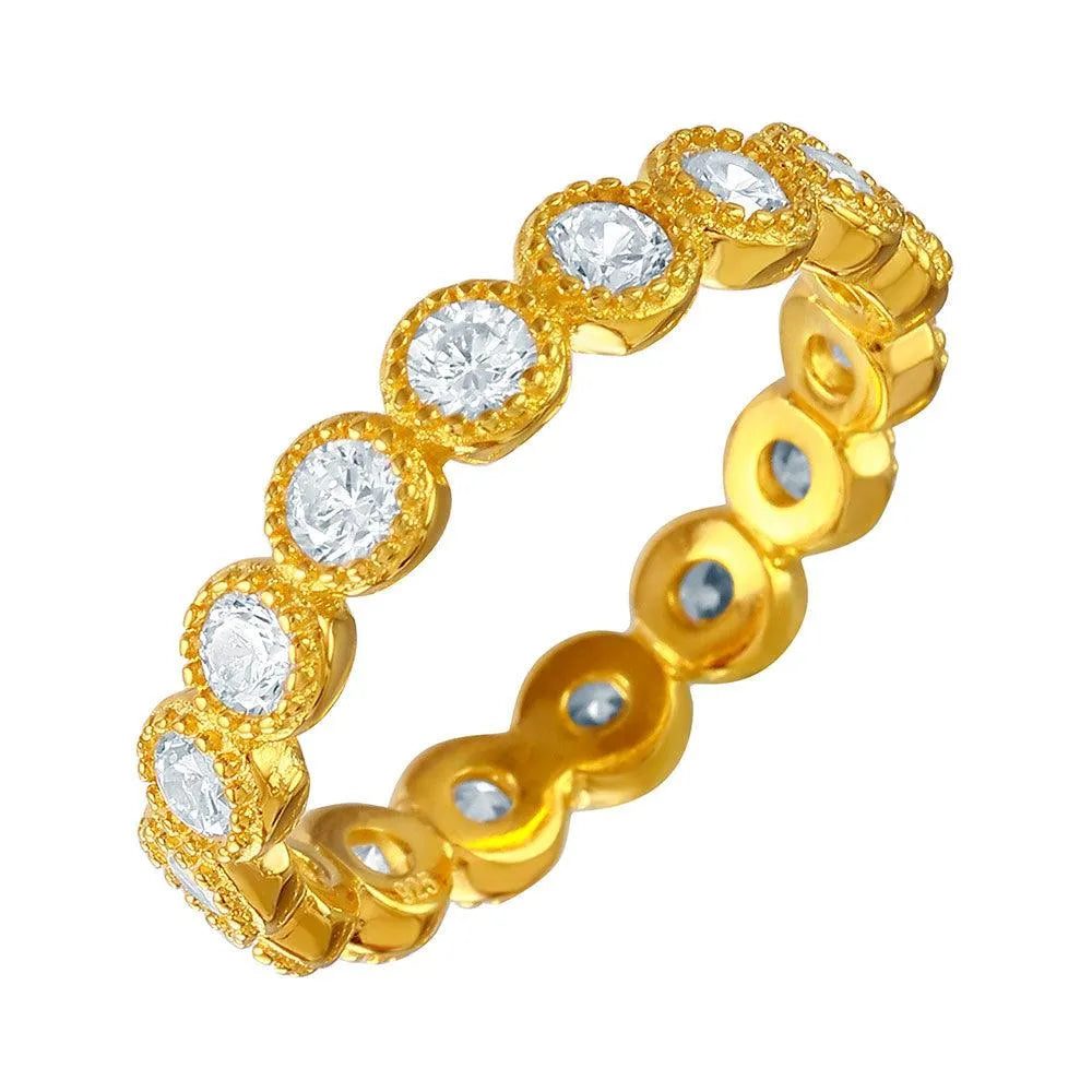 925 Silver Gold Plated Stackable CZ Ring