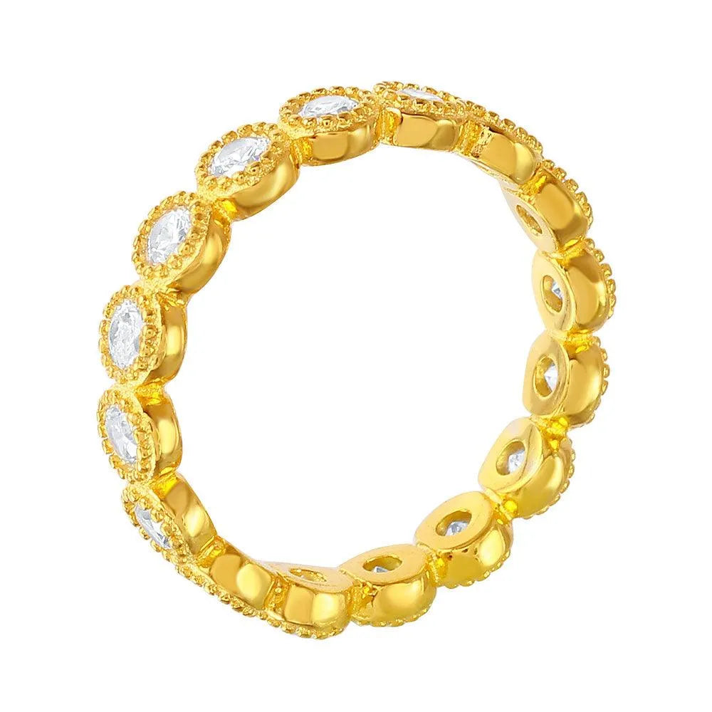 925 Silver Gold Plated Stackable CZ Ring