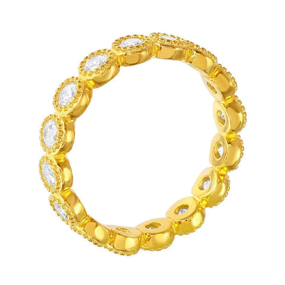 925 Silver Gold Plated Stackable CZ Ring