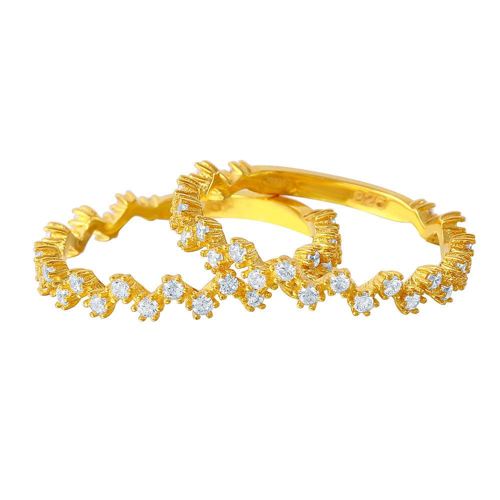 925 Sterling Silver Gold Plated Moissanite or CZ Double Stackable Gold Plated Ring