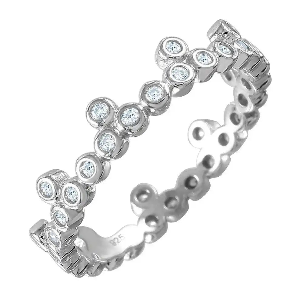 925 Sterling Silver Rhodium Plated CZ Stackable Eternity Ring
