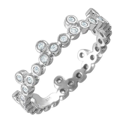 925 Sterling Silver Rhodium Plated CZ Stackable Eternity Ring