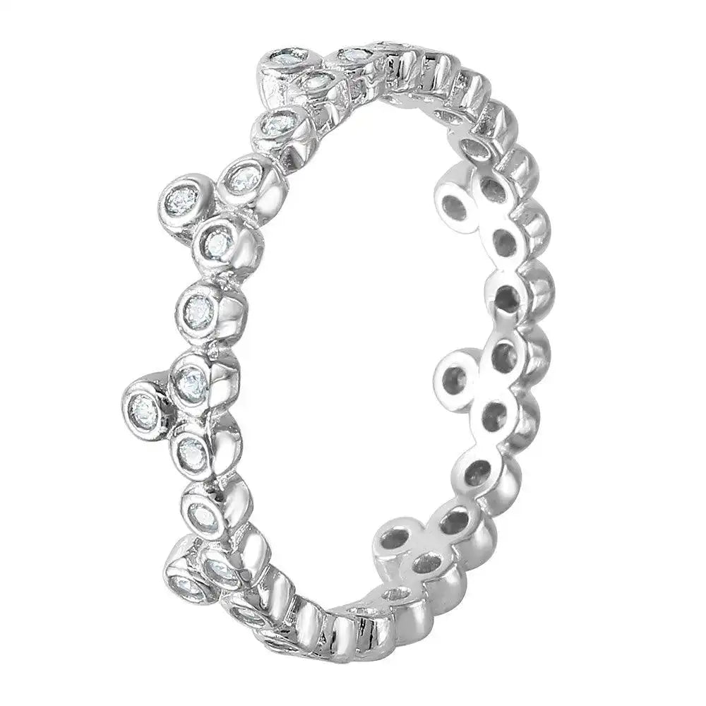 925 Sterling Silver Rhodium Plated CZ Stackable Eternity Ring