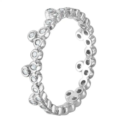 925 Sterling Silver Rhodium Plated CZ Stackable Eternity Ring