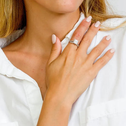 925 Sterling Silver Rhodium Plated CZ Bridal Ring
