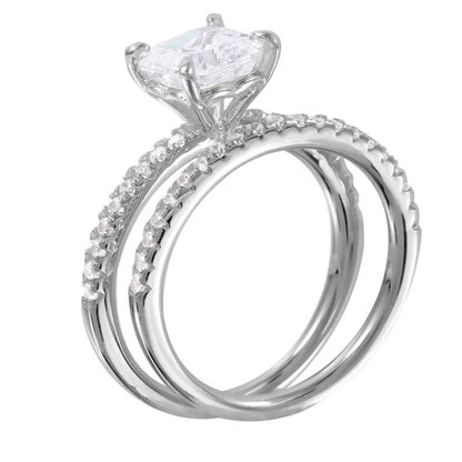 925 Sterling Silver Rhodium Plated Stackable CZ Bridal Ring