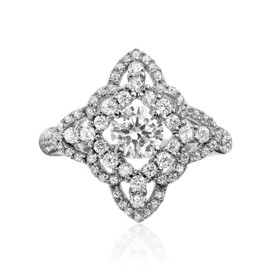 925 Silver Rhodium Plated Diamond Shape Design Ring Encrusted with CZ Stones