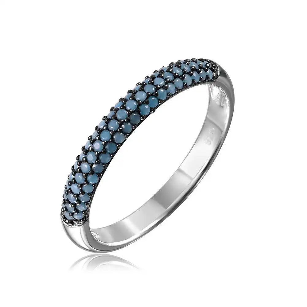 925 Sterling Silver Rhodium Plated Band with Turquoise Stone