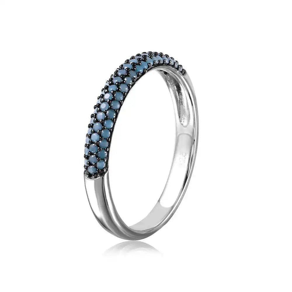 925 Sterling Silver Rhodium Plated Band with Turquoise Stone
