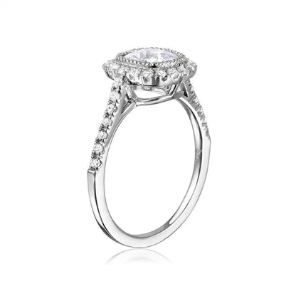 925 Sterling Silver Rhodium Plated Square Halo CZ Ring