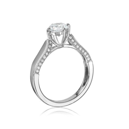 925 Sterling Silver Rhodium Plated CZ Center Stone Ring