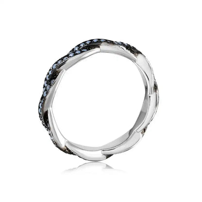 925 Sterling Silver Rhodium Plated Rope Band with Turquoise Stone