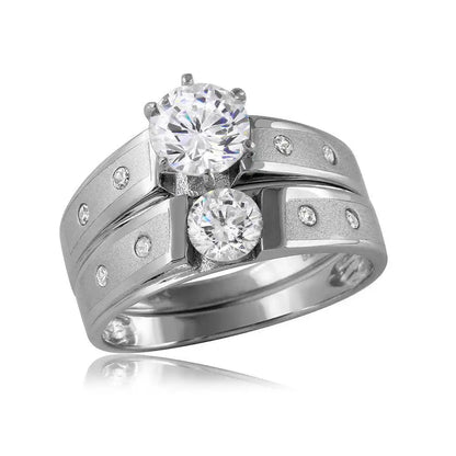 925 Sterling Silver Rhodium Plated Matte Finish Wedding Ring