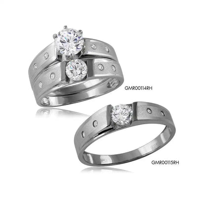 925 Sterling Silver Rhodium Plated Matte Finish Wedding Ring