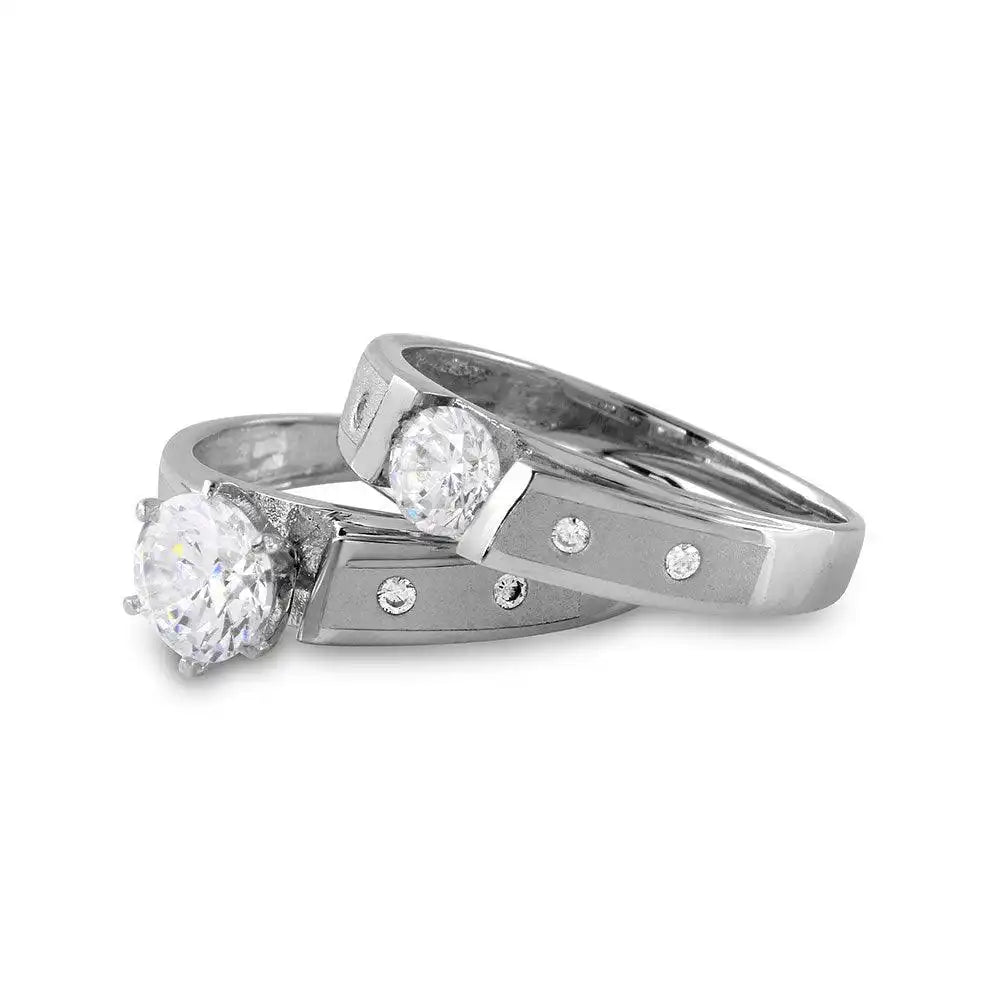 925 Sterling Silver Rhodium Plated Matte Finish Wedding Ring
