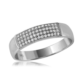 925 Sterling Silver Rhodium Plated Micro Pave Mens Band