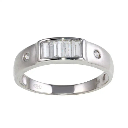 925 Sterling Silver Rhodium Plated CZ Ring