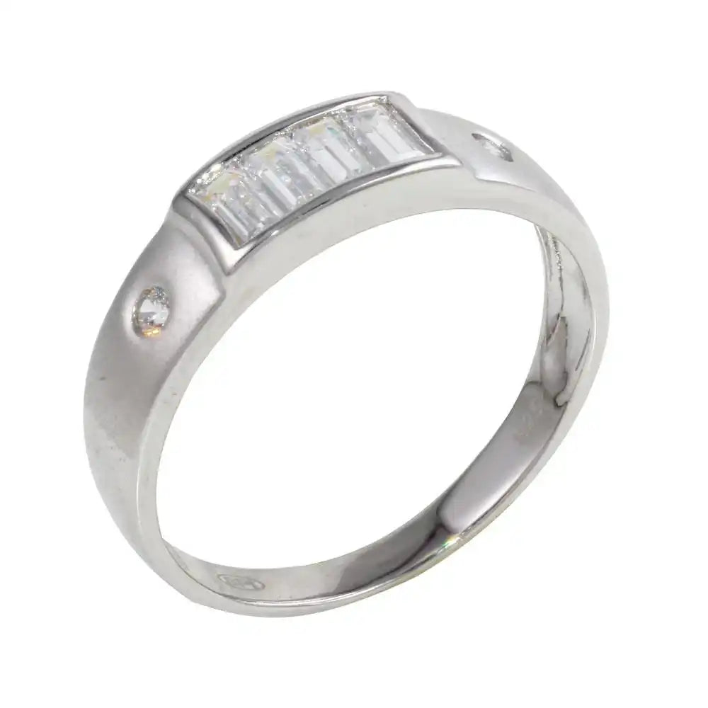 925 Sterling Silver Rhodium Plated CZ Ring