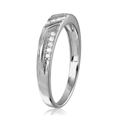 925 Sterling Silver Rhodium Plated CZ Design Ring For Men with Matching Ring For Women
