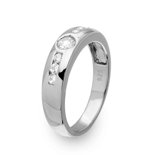 925 Sterling Silver Rhodium Plated Eternity Ring with CZ