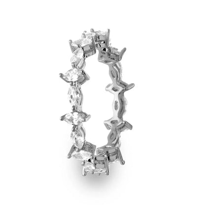 925 Sterling Silver Rhodium Plated Eternity Ring with Marquise CZ