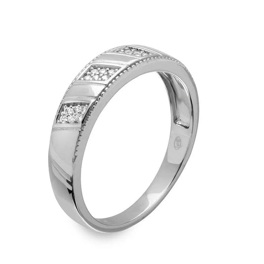 925 Sterling Silver Rhodium Plated Men's Trio CZ Ring