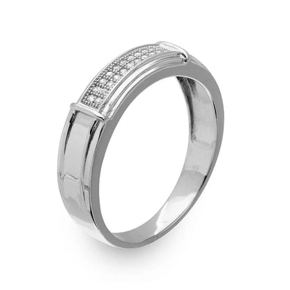 925 Sterling Silver Rhodium Plated Double Bar CZ Ring