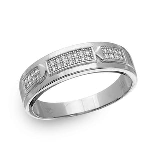 925 Sterling Silver Rhodium Plated Trio Bar Eternity Ring with CZ