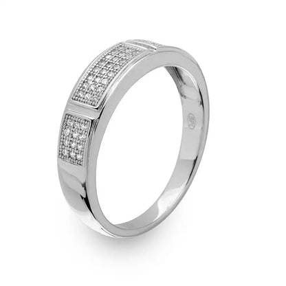 925 Sterling Silver Rhodium Plated Men's CZ Trio Band