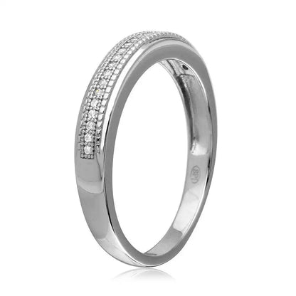 925 Sterling Silver Rhodium Plated Cluster Stones Wedding Ring Set