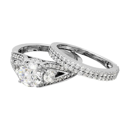 925 Sterling Silver Rhodium Plated CZ Bridal Ring