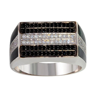 925 Sterling Silver Rhodium Plated Rectangle Ring with CZ