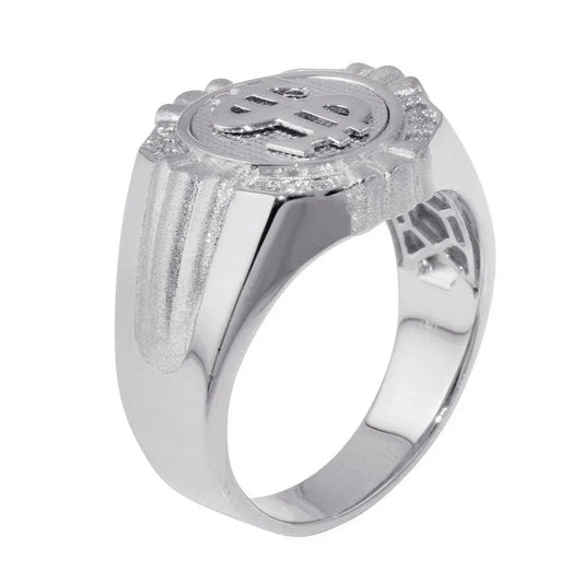 925 Sterling Silver Rhodium Plated Dollar Sign Ring with CZ