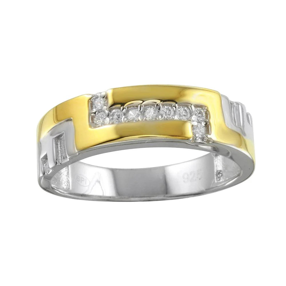 925 Sterling Silver Two-Tone  Ring with CZ