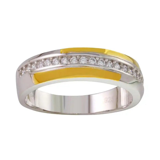 925 Sterling Silver Two-Tone Ring with CZ