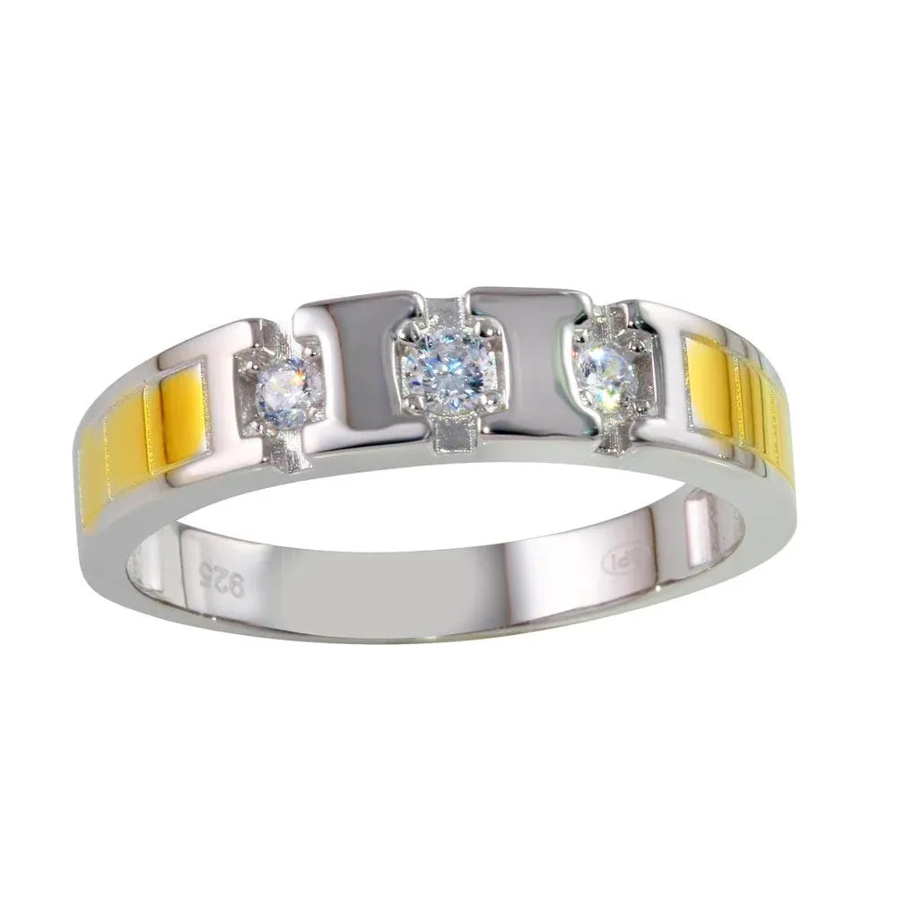 925 Sterling Silver Two-Tone Ring with CZ