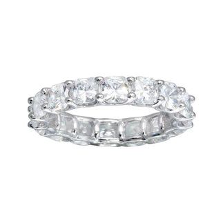 925 Sterling Silver Rhodium Plated Moissanite or CZ Eternity Band Ring