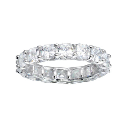 925 Sterling Silver Rhodium Plated Moissanite or CZ Eternity Band Ring