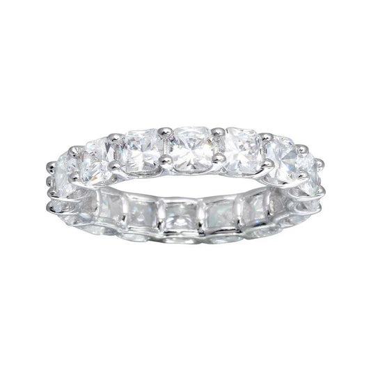 925 Sterling Silver Rhodium Plated Moissanite or CZ Eternity Band Ring