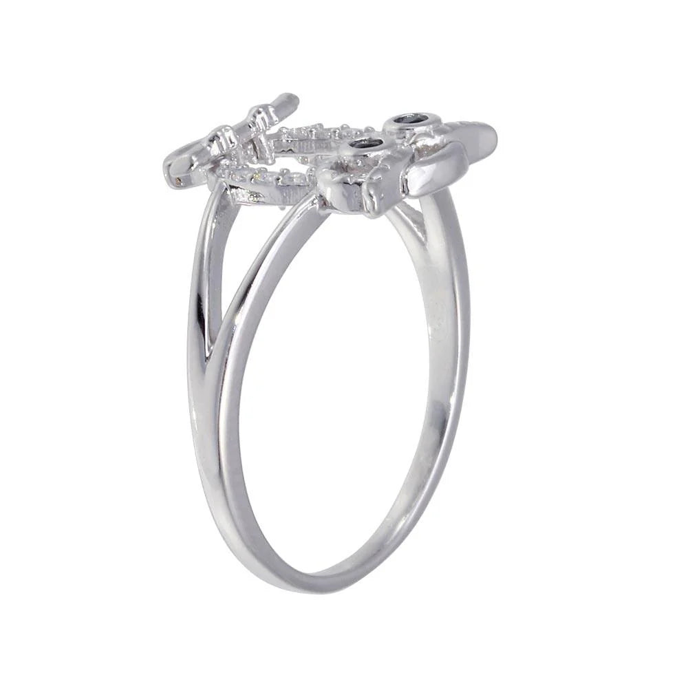 925 Sterling Silver Rhodium Plated Owl Ring