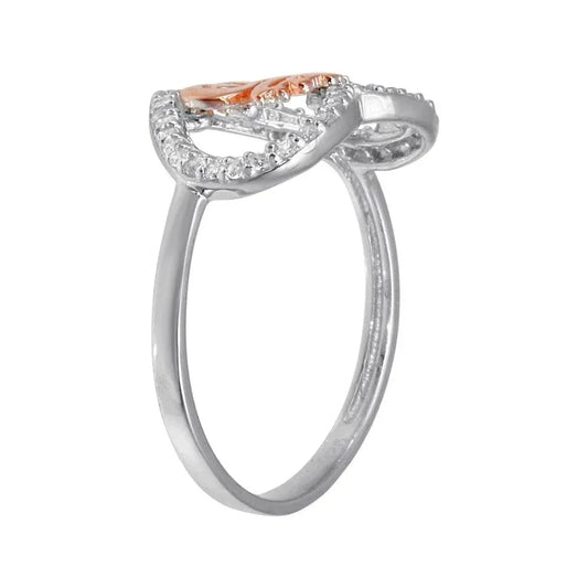 925 Sterling Silver Two-Tone Silver CZ Quinceanera Heart Ring